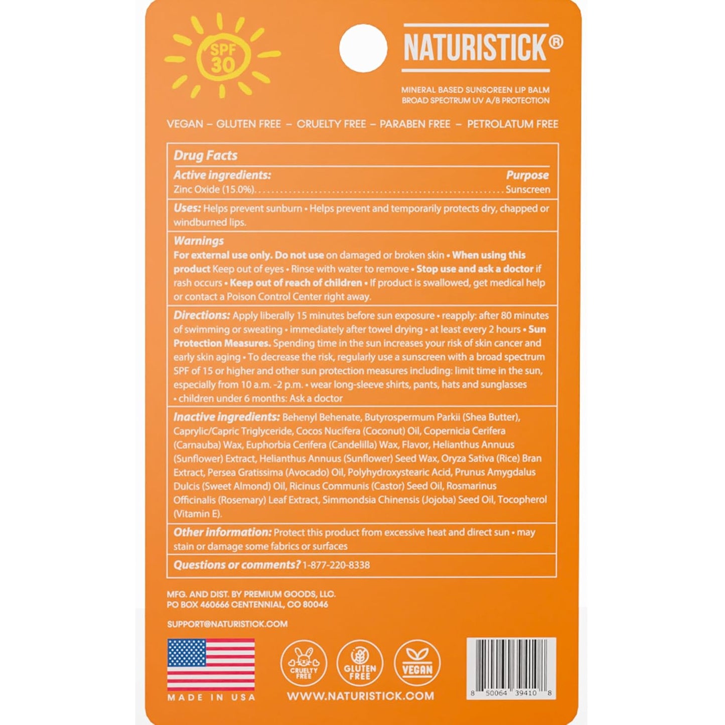 Naturistick SPF 30 Vegan Lip Balm โ Mineral Sunscreen with Zinc Oxide | Broad Spectrum UVA/UVB Protection | 100% Natural, Coral-Friendly Formula | Oxybenzone Free | 5-Pack Citrus | Made in USA