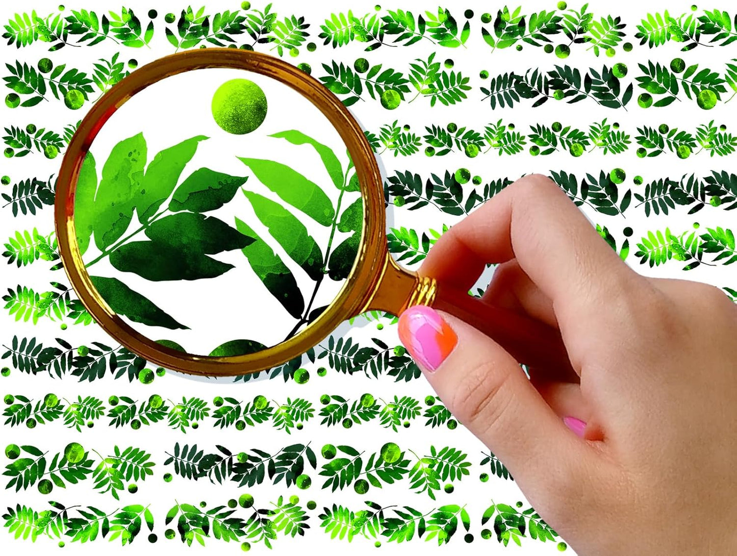 Nail Stickers Decals (5 Sheets) FLONZNAIL Bright Green Leafy Fronds Nail Decor Transfer Vintage Styled Stickers