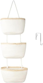TeoKJ Over the Door Hanging Storage Basket Wall Organizer White&Light Brown by TeoKJ