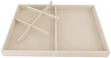 Premium Grade Beige Velvet Jewelry Organization Tray Multifunction 6 Grid Open - Image 4