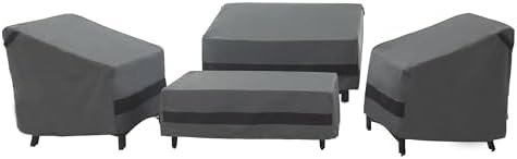 loriano Patio Furniture Cover Set Waterproof 4 Piece Grey by Loriano