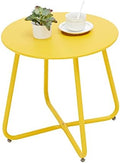 Outdoor Table Small Patio Side Table Waterproof Round Metal Side Table Weather by Juserox
