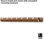 Umbra Flip Coat Rack, Wall Mount 8-Hook Space Saving Light Walnut/Warm Gold - Image 4