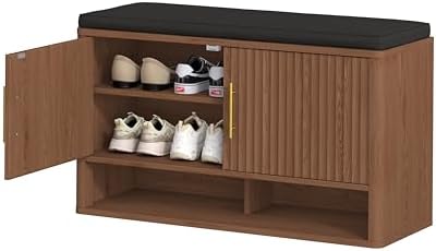 Fluted Shoe Storage Bench, Entryway Bench - Image 7