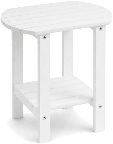 Adirondack Outdoor Side Table, 2-Tier HDPS Patio End Table by HADENVA