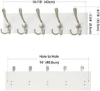 SKOLOO Creations White Solid Wood Wall Mounted Coat Rack, 5 Hooks, 16-7/8" Long - Image 3