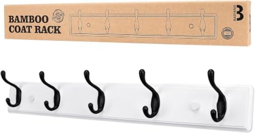 Heavy Duty Wooden Coat Rack, Wall-Mounted, 24 Inch by BADIANO