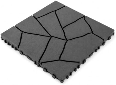 44 pcs Patio Deck Tiles, 12 x 12 in PP Interlocking Deck Tiles, DIY Stone Style by Unknown