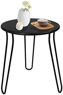 Small Patio Side Table, Weather Resistant Anti-Rust Outdoor Metal Patio Round by NAISQAQ