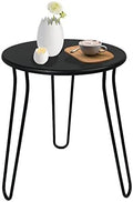 Small Patio Side Table, Weather Resistant Anti-Rust Outdoor Metal Patio Round by NAISQAQ