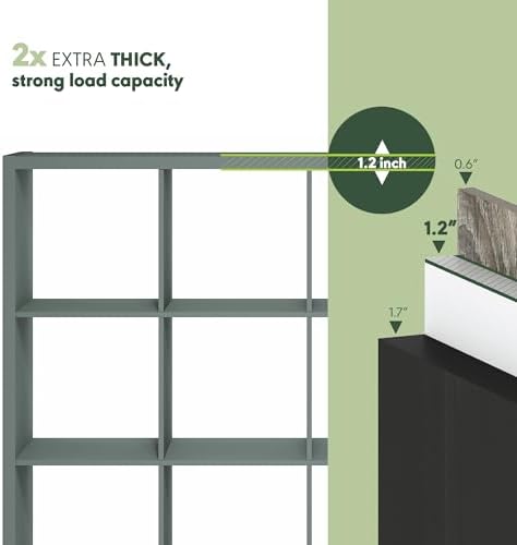 Furinno Cubicle 16-Cube Book Shelf, Extra Thick Frame Bookshelf, Sage Green - Image 6