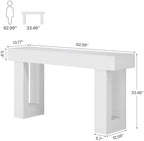 Tribesigns 63-Inch Long Console Table, Farmhouse Wooden Sofa Table Behind The - Image 2