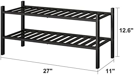 viewcare 2-Tier Black Bamboo Shoe Rack - Image 3