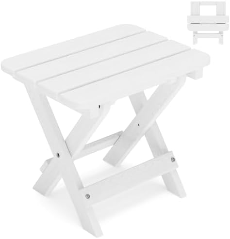 Folding Outdoor Side Table, Small HDPE Patio Table, All-Weather Compact by Polyhouz
