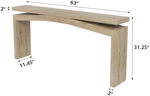 Epecoya 63 Inch Console Table for Entry Way Modern, Light Tan Wood - Image 2