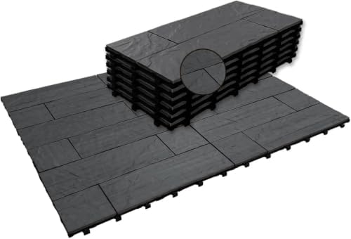 JJWOOD Stone-Look Interlocking Deck Tiles, Matte Rock Texture Outdoor Floor by Unknown