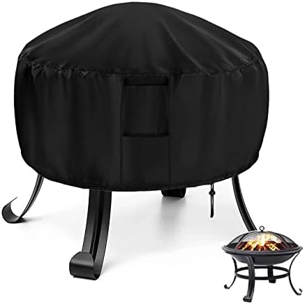 Round Fire Pit Cover, 30 Inch Outdoor Firepit Covers, Heavy-Duty Windproof by Rilime