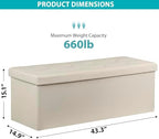 SUPER DEAL Storage Ottoman Bench, 43 Inches Folding Ottoman Foot Rest, Storage - Image 3