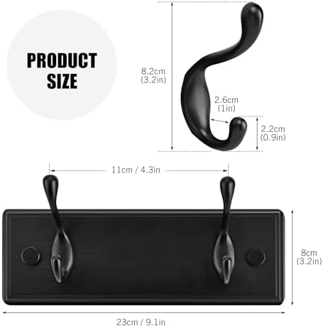 Badiano Heavy Duty Wooden Coat Rack, Wall-Mounted Organizer, 9 Inch - Image 2