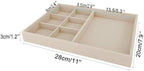 Premium Grade Beige Velvet Jewelry Organization Tray Multifunction 6 Grid Open - Image 5