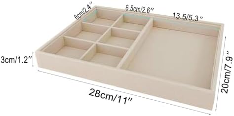 Premium Grade Beige Velvet Jewelry Organization Tray Multifunction 6 Grid Open - Image 5