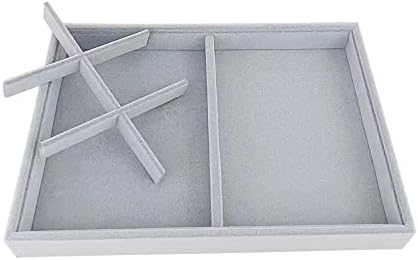 Gray Velvet Stackable Organizer Premium Quality Stackable Tray Halft 6 Grid and - Image 6