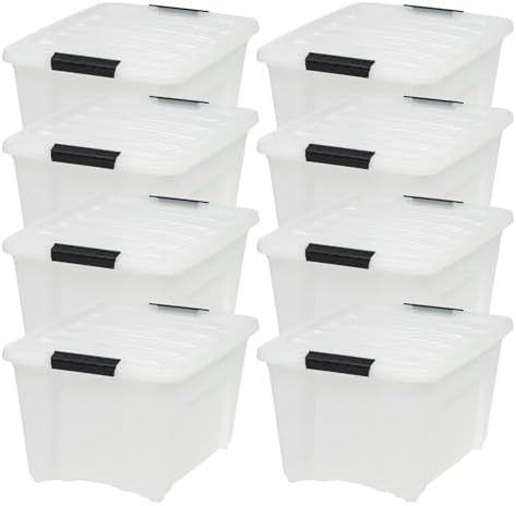 IRIS USA 8 Pack Stackable Storage Bin, 32 Quart Plastic Container Totes by IRISUSA