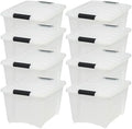 IRIS USA 8 Pack Stackable Storage Bin, 32 Quart Plastic Container Totes by IRISUSA