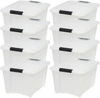 IRIS USA 8 Pack Stackable Storage Bin, 32 Quart Plastic Container Totes by IRISUSA