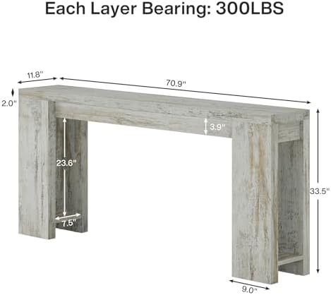 Tribesigns 70.9-Inch Extra Long Console Table, Farmhouse Wood Sofa Table Behind - Image 2
