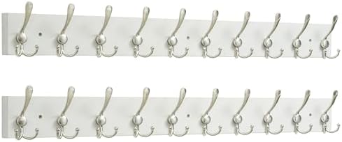 SKOLOO Creations White Solid Wood Wall Mounted Coat Rack, 10 Hooks, 38-1/8" Long by SKOLOO