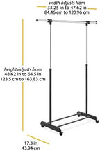 Whitmor Adjustable Rolling Clothes Organizer Chrome Garment Rack - Image 4