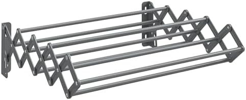 SONGMICS Clothes Drying Rack, Wall-Mounted, 9 Staggered Hanging Rods by SONGMICSbySONGMICSHOME