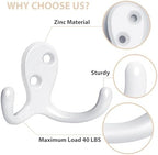 Homanu 10 Pack White Coat Hooks Wall Mounted Double Prong - Image 4