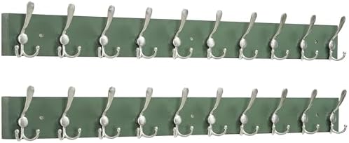 SKOLOO Creations Forest Green Solid Wood Wall Mounted Coat Rack, 10 Hooks by SKOLOO