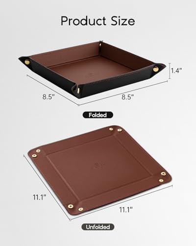 VLANDO Valet Tray Organizer, Foldable PU Leather Catchall Tray - Image 5