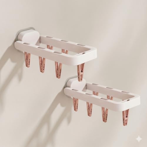 Wall Mounted Drying Rack with 7 Hidden Clips by Rxuiael