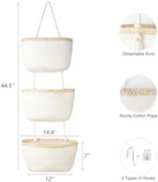 TeoKJ Over the Door Hanging Storage Basket Wall Organizer White&Light Brown - Image 2
