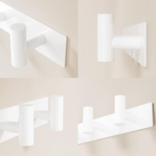 White Wall Mounted Coat Rack – 5 T-Shaped Hooks on 16.5" Rail - Image 5