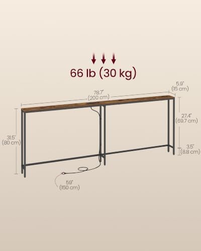 VASAGLE 78.8" Console Table, Narrow Behind Couch Table - Image 5