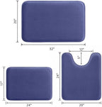 HUXMEYSON 3-Piece Memory Foam Bathroom Rug Set, Royal Blue - Image 2