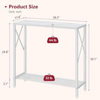Tajsoon Narrow Console Table, 2 Tier Small Foyer Table Entryway White - Image 3