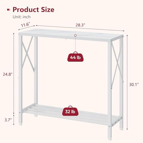 Tajsoon Narrow Console Table, 2 Tier Small Foyer Table Entryway White - Image 3