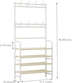 Coat Rack Shoe Rack With Storage Hooks Standing Organizer 4 Tier - Image 5