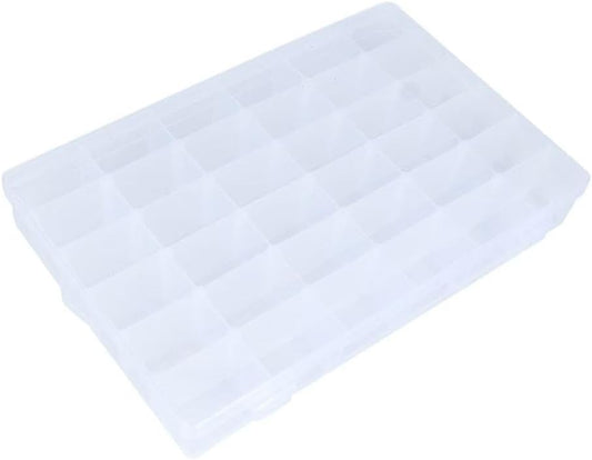 2Pcs Clear Visible Plastic Storage Box- Rectangular Storage Box, Suitable For Beads, Screws Hardware Accessories Organizer Box Art DIY, Crafts, Jewelry, Fishing Tackle, With Label Stickers (36Grids)