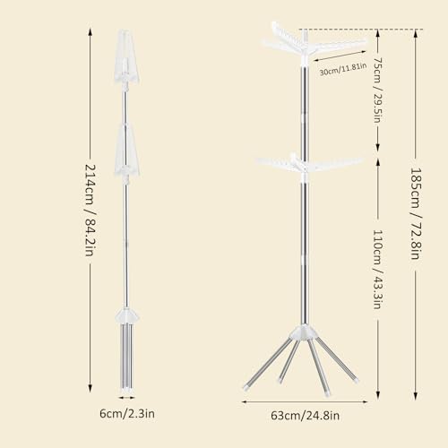 SUYU Clothes Drying Rack, Folding Clothes Drying Tree, 2 Layer - Image 3