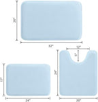 HUXMEYSON 3-Piece Memory Foam Bathroom Rug Set, Light Blue - Image 2