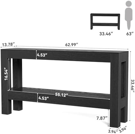 LITTLE TREE 63-Inch Black Console Table - Image 3