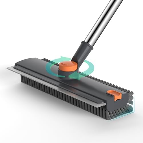 Floor Scrub Brush with Long Handle Length Adjustable, 3 in 1 Heavy-Duty Stiff by Unknown
