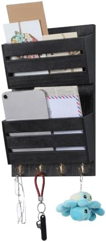 MOOACE Mail Organizer Wall Mount, Wood Mail and Key Holder by MOOACE